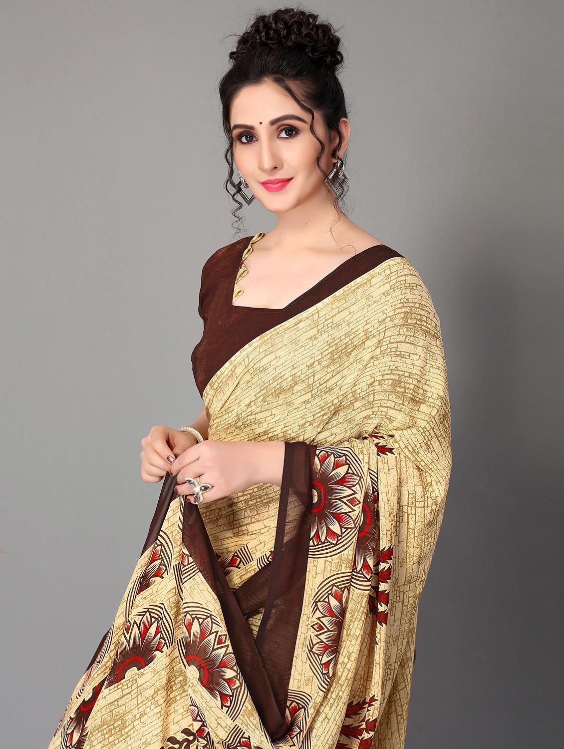 floral printed saree with blouse - 18627256 - Standard Image - 2