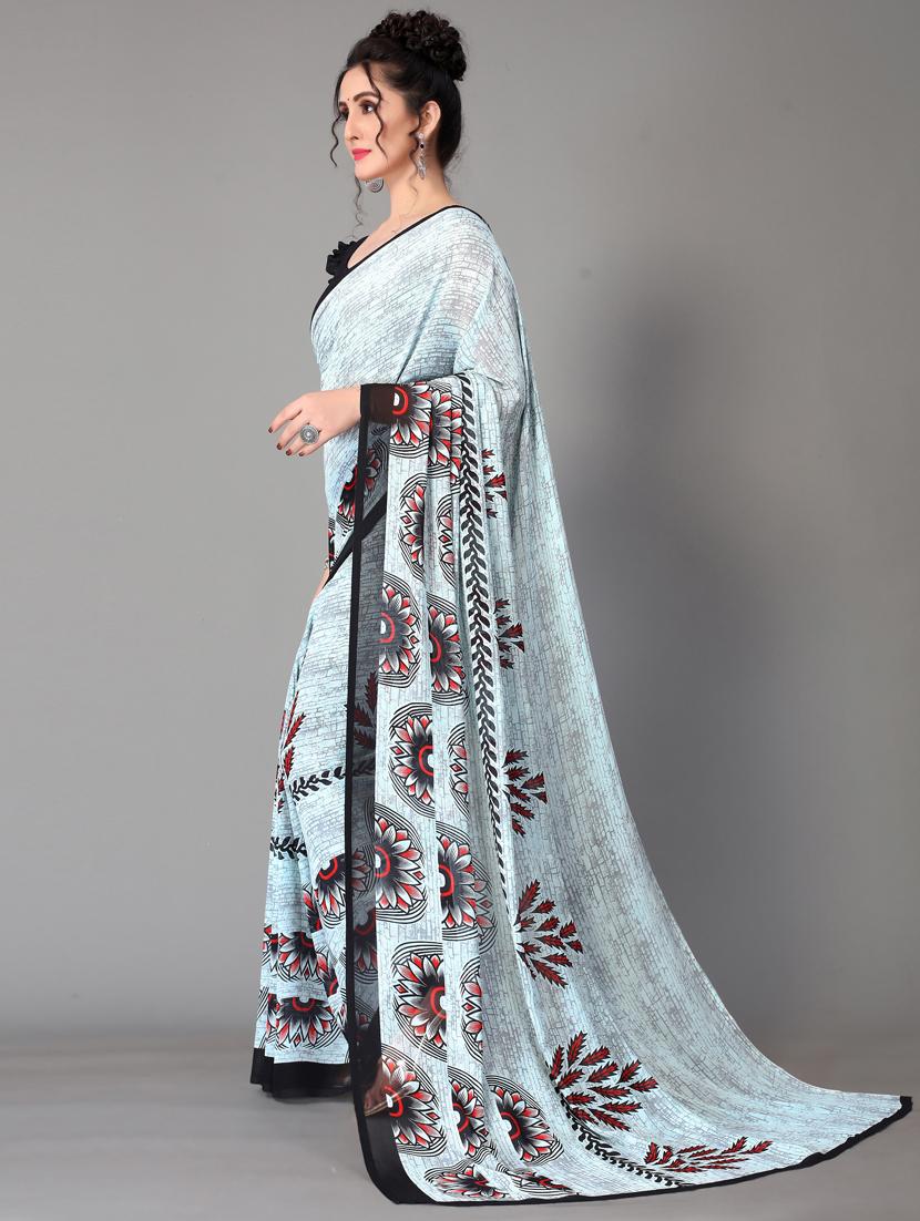 floral printed saree with blouse - 18627257 - Standard Image - 2