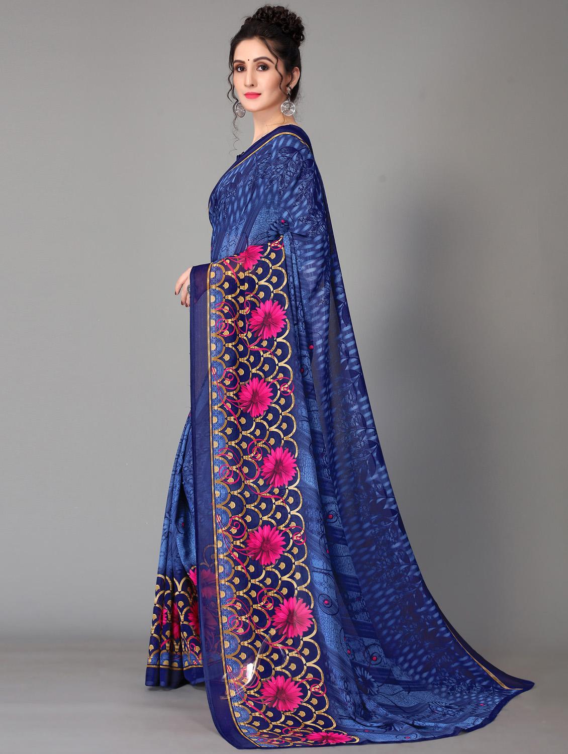 floral printed saree with blouse - 18627269 - Standard Image - 2