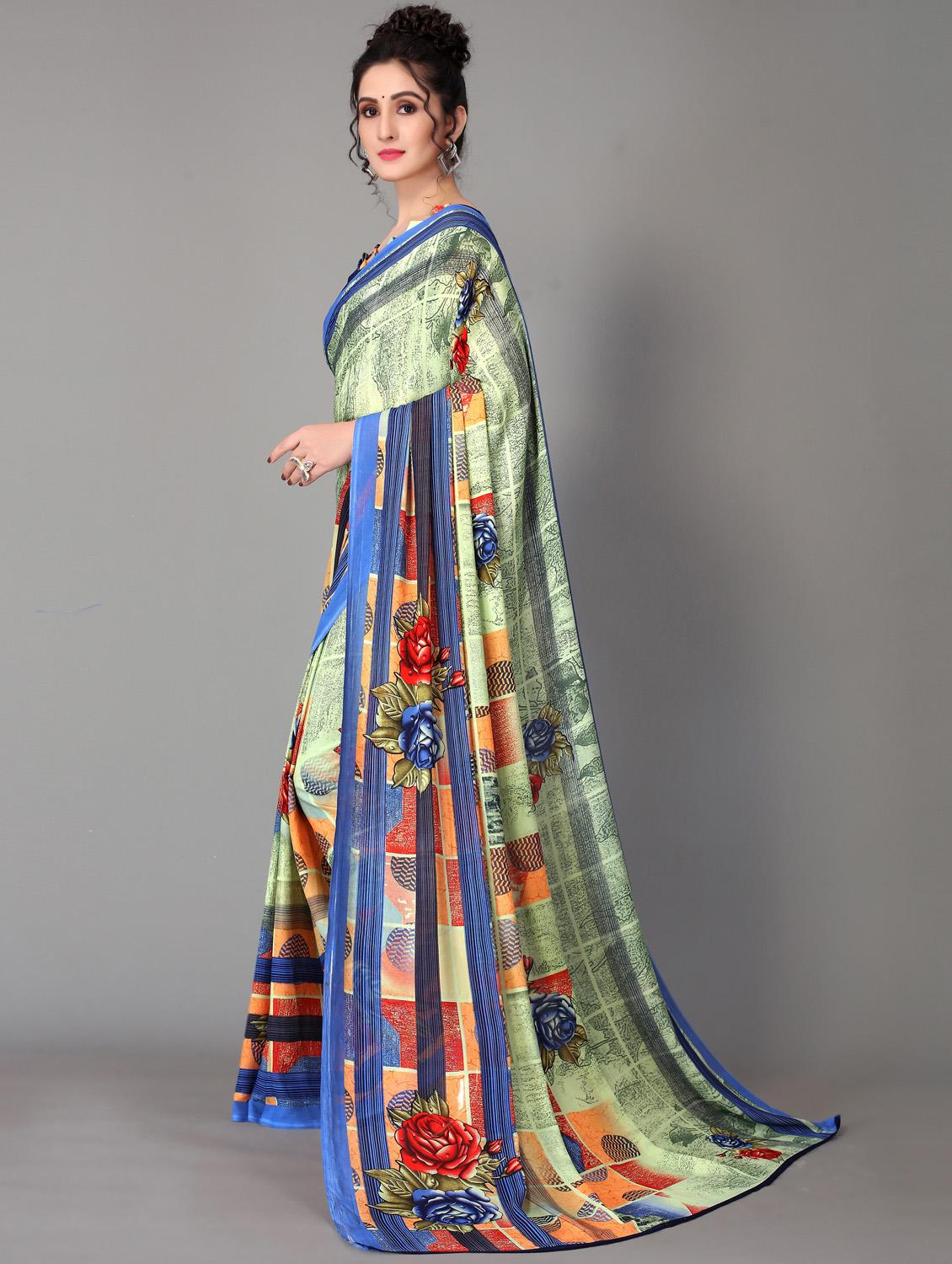 floral printed saree - 18627282 - Standard Image - 2