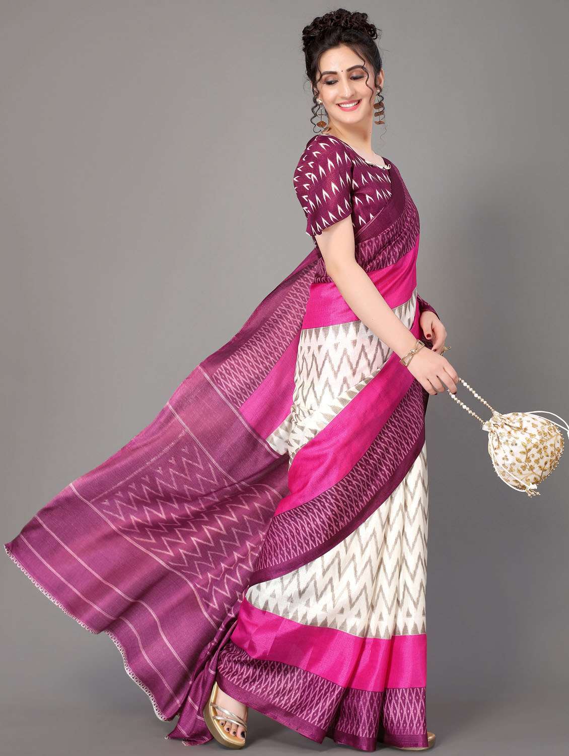 chevron mysore silk saree with blouse - 18627307 - Standard Image - 2