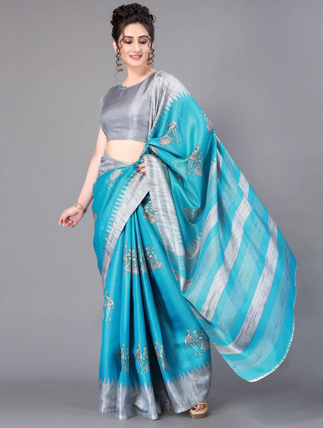 conversational print mysore silk saree with blouse - 18627308 - Standard Image - 2