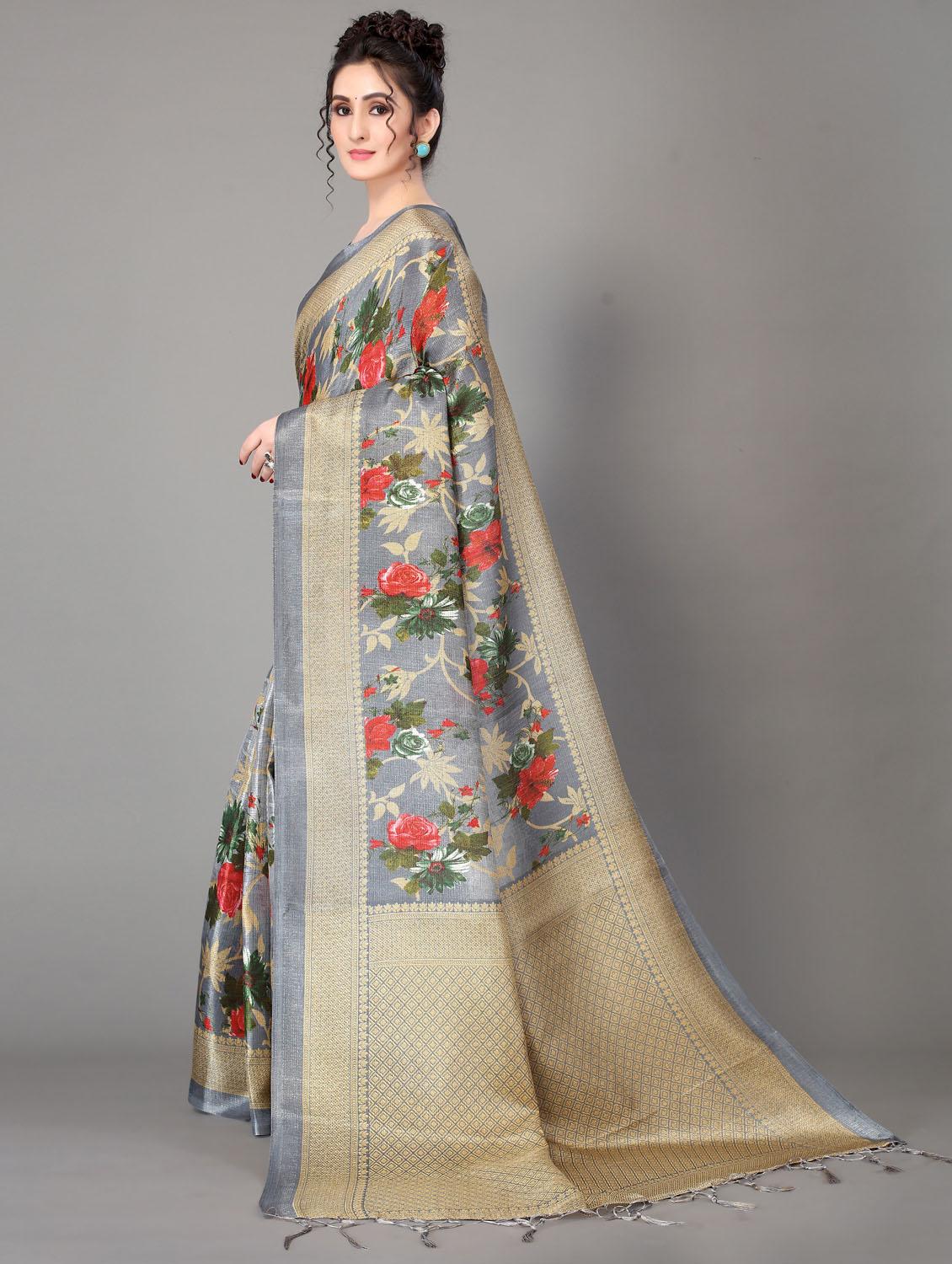 floral mysore silk saree with blouse - 18627325 - Standard Image - 2