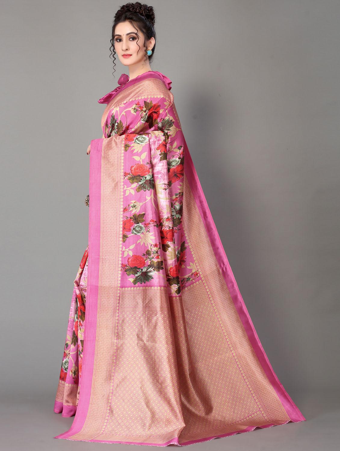 floral mysore silk saree with blouse - 18627328 - Standard Image - 2