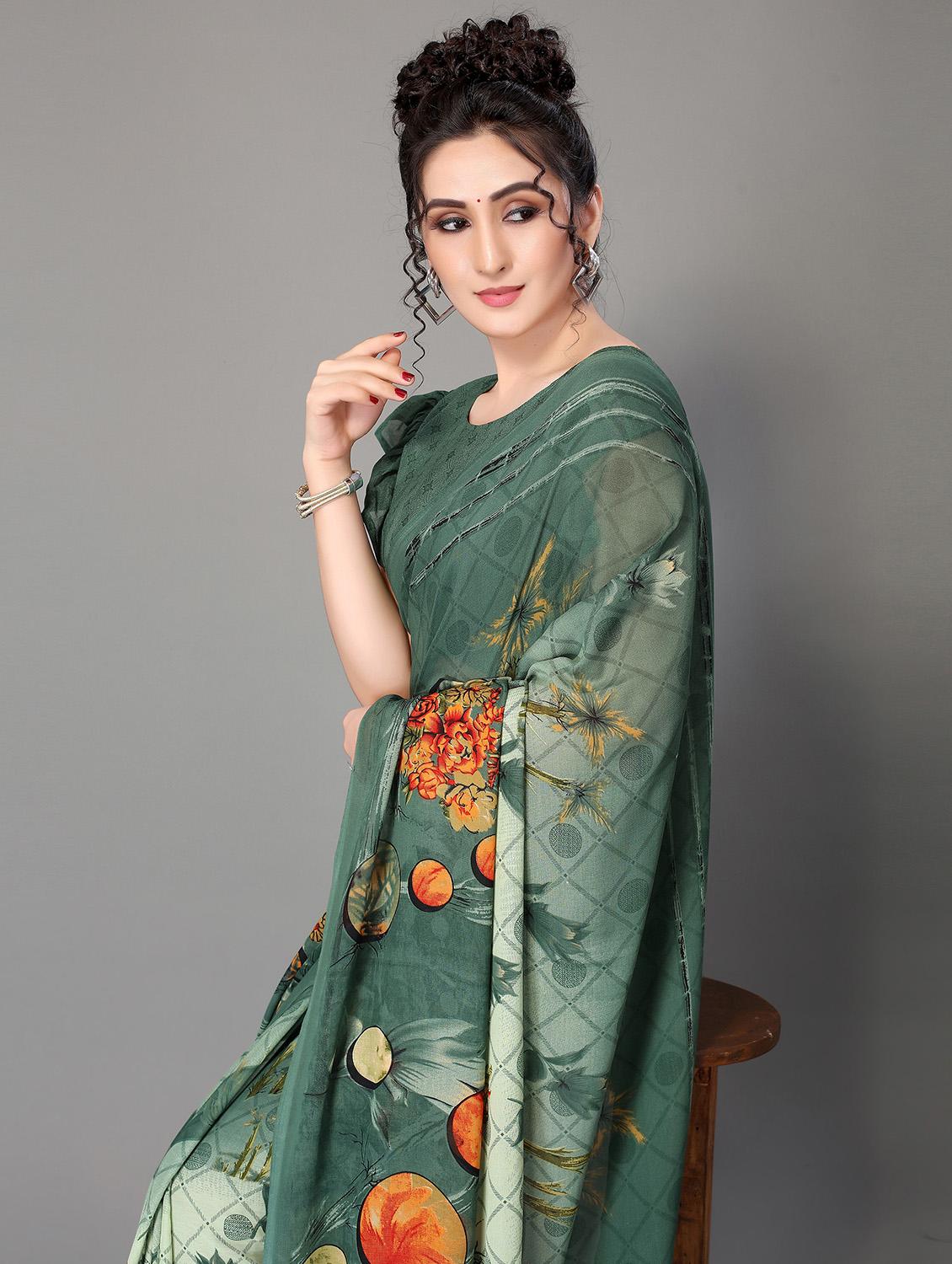 floral printed saree - 18627349 - Standard Image - 2