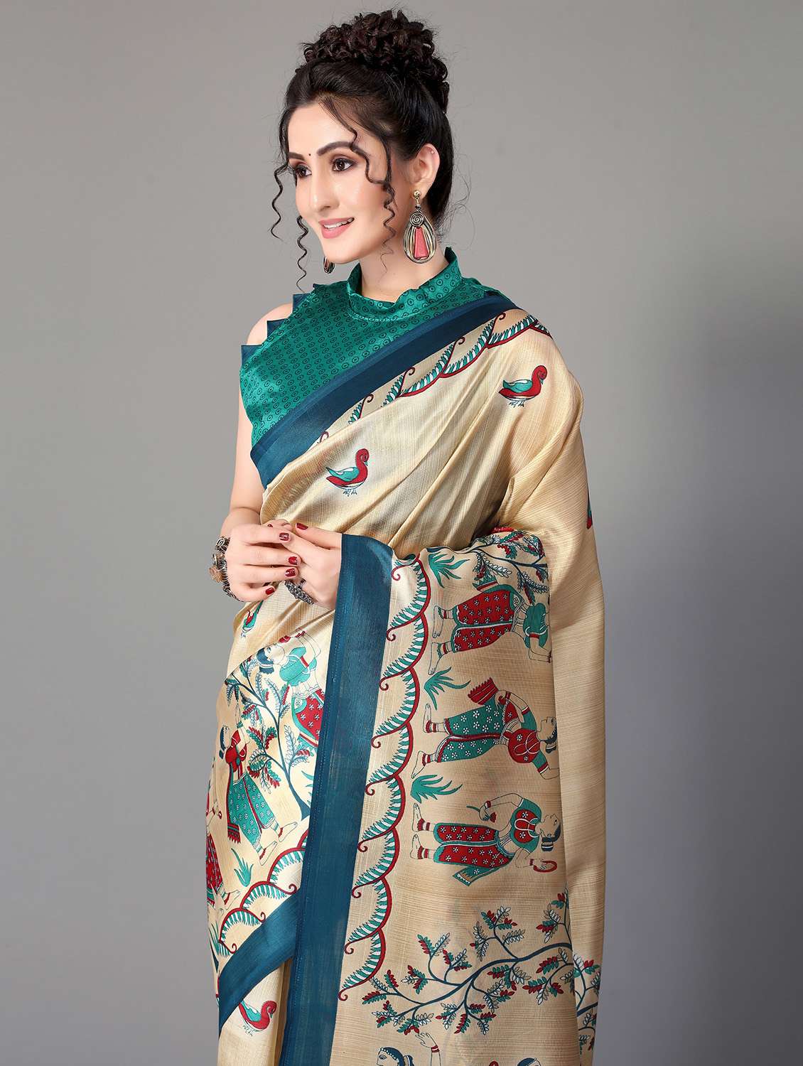 conversational print mysore silk saree with blouse - 18627356 - Standard Image - 2