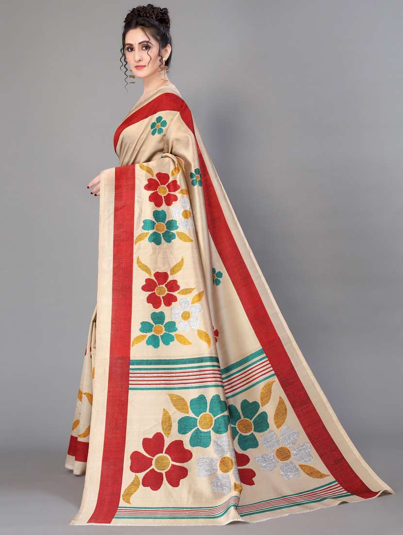 floral mysore silk saree with blouse - 18627372 - Standard Image - 2