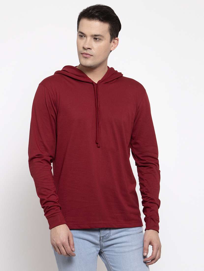 hooded neck solid t-shirt