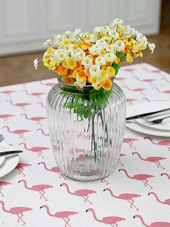 rectangle tablecloth cotton linen table cloth dust-proof  (140x180cm, blue daisy) - 18629095 -  Standard Image - 2