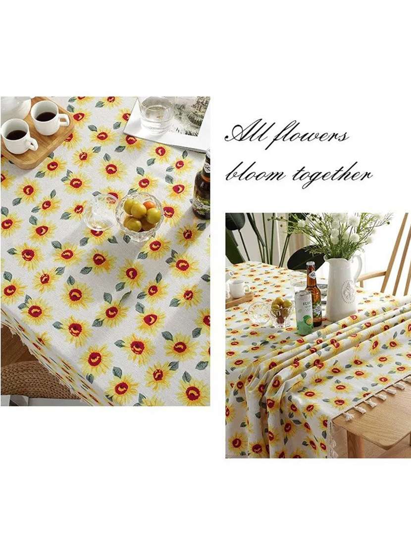 rectangle tablecloth cotton linen table cloth dust-proof (140x220cm, yellow diamond) - 18629104 - Standard Image - 2