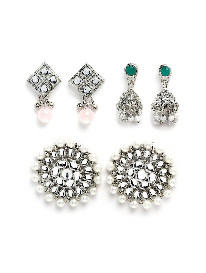 set of 3 silver plated earring - 18632963 - Zoom Image - 0