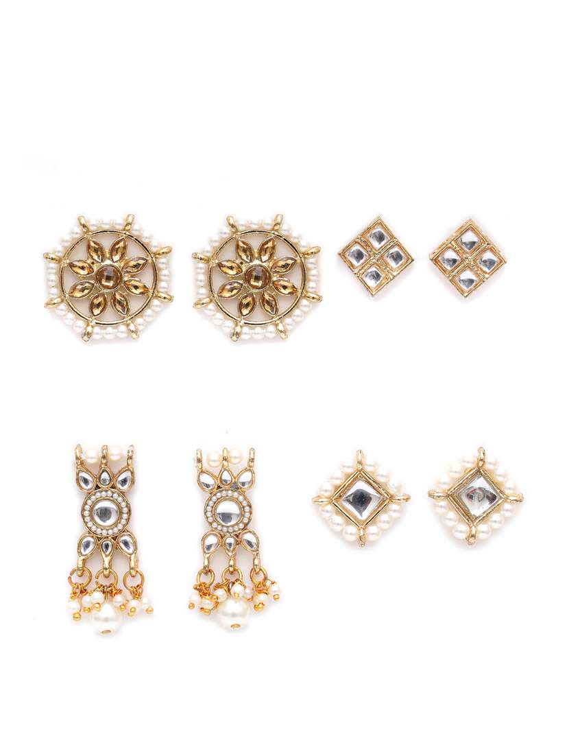 set of 4 gold plated earring