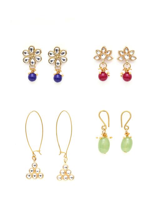 set of 4 gold plated earring - 18633007 - Standard Image - 0