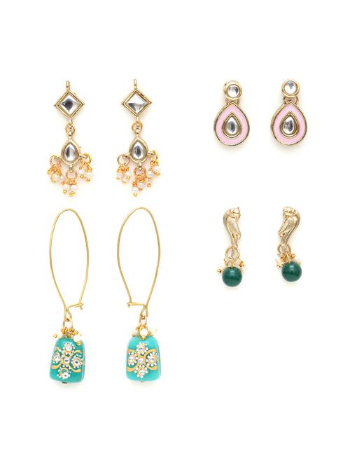 set of 4 handcrafted kundan earrings - 18633038 -  Standard Image - 0