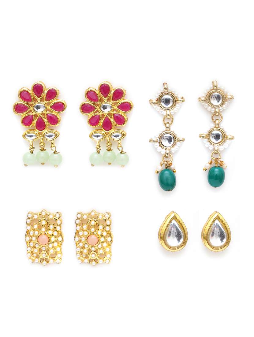 set of 4 gold plated earring