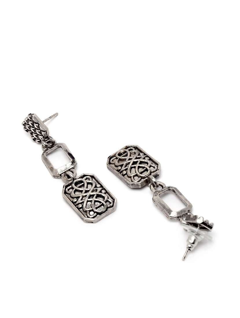silver plated drop earring - 18633155 - Standard Image - 2