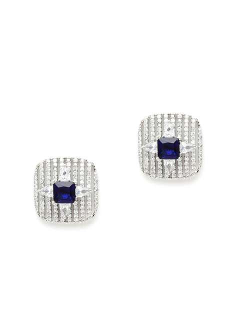 silver plated stud earring - 18633174 - Standard Image - 0