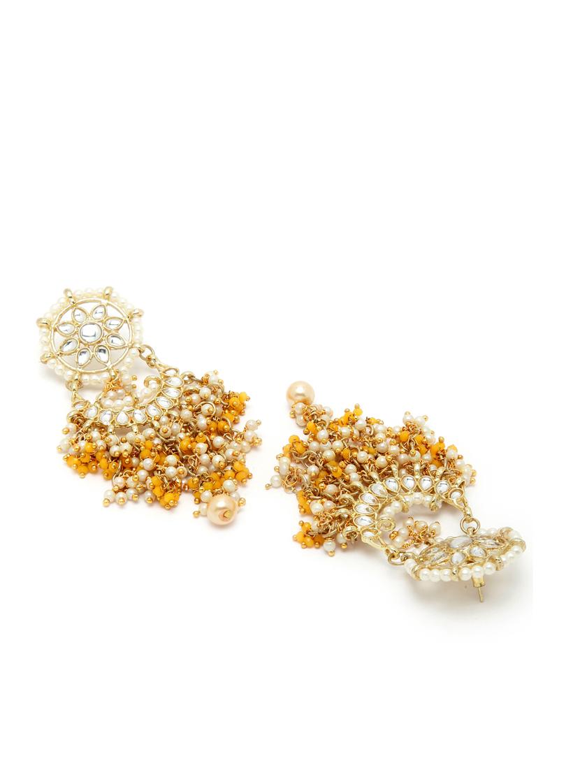 yellow metal earring - 18633180 - Standard Image - 2
