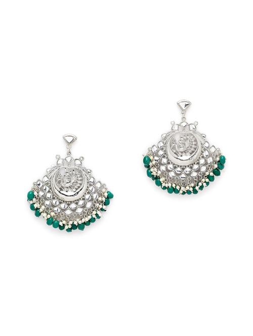 silver plated chandbali earring - 18633216 - Standard Image - 0