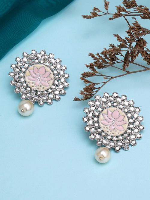 women pink classic studs earrings - 18633239 - Standard Image - 0