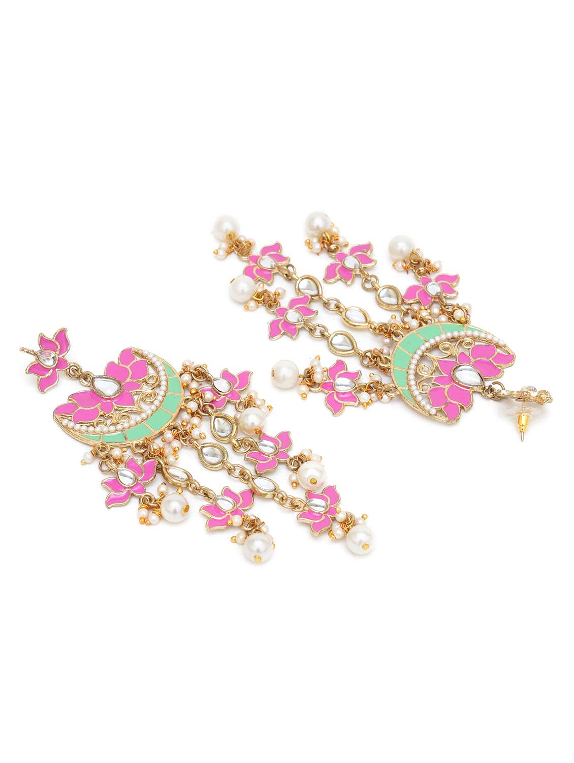 women pink & gold-toned classic chandbalis earrings - 18633241 -  Standard Image - 2