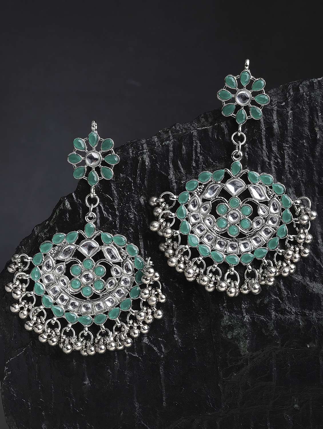 green metal earring