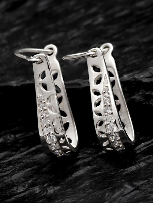 silver plated hoop earring - 18633457 - Standard Image - 0