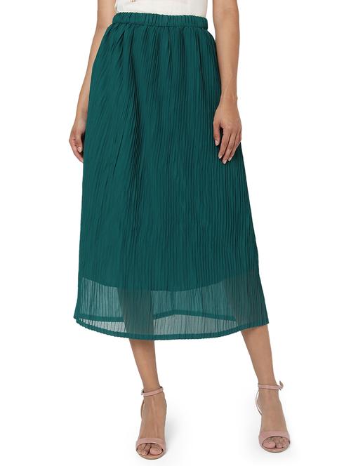 green georgette pleated skirts - 18633509 -  Standard Image - 0