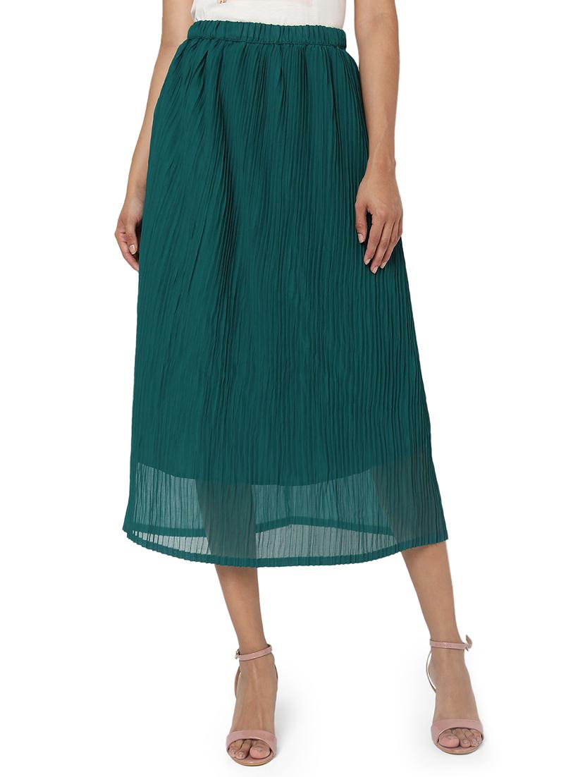 green georgette pleated skirts - 18633509 -  Zoom Image - 0