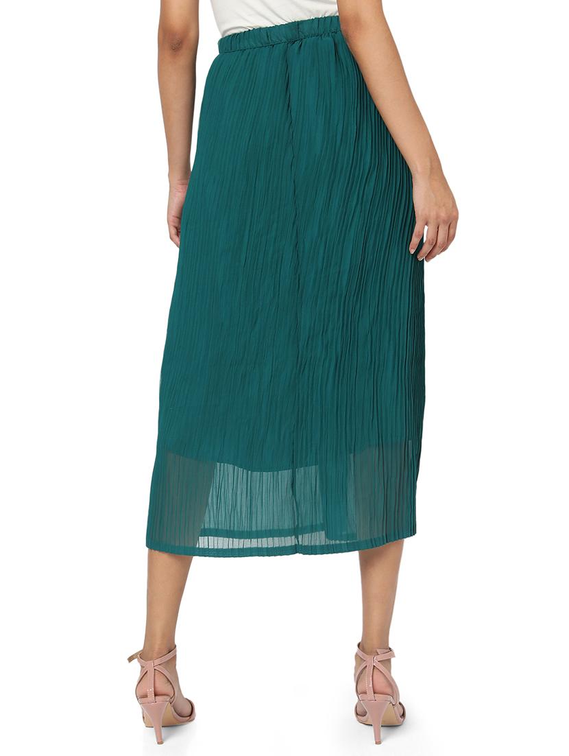 green georgette pleated skirts - 18633509 - Standard Image - 2