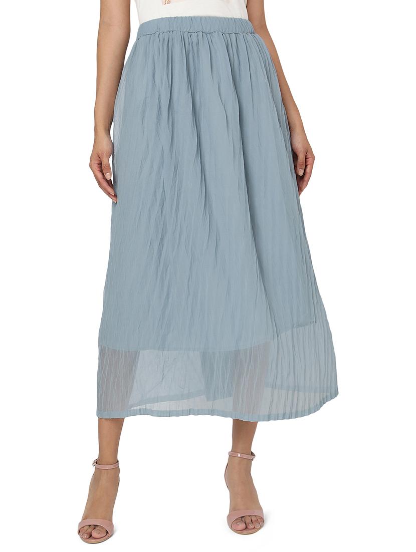 blue georgette pleated skirts - 18633510 -  Zoom Image - 0