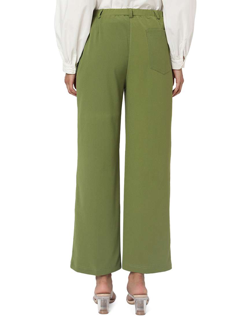 green lycra flat front trouser - 18633513 -  Standard Image - 2