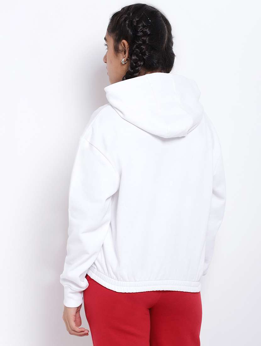 chest print hood neck sweatshirt - 18633591 -  Standard Image - 2