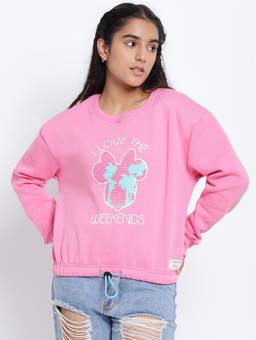 girls round neck printed sweatshirt