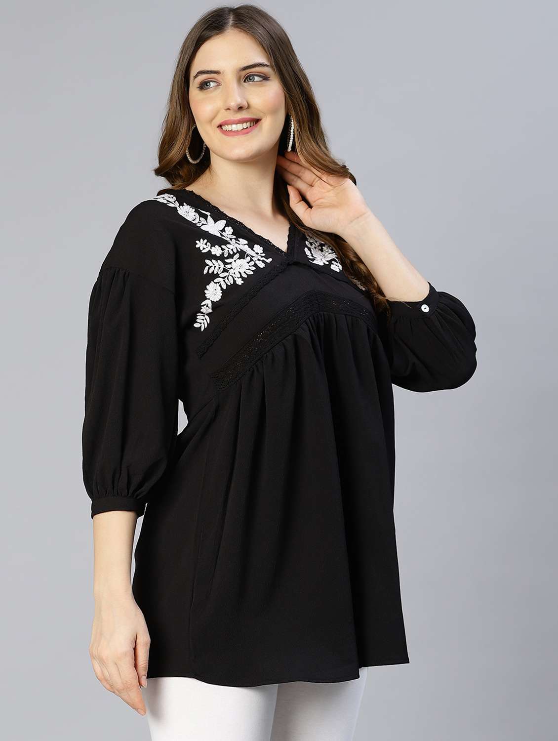 v-neck embroidered regular tunic - 18633639 -  Standard Image - 2