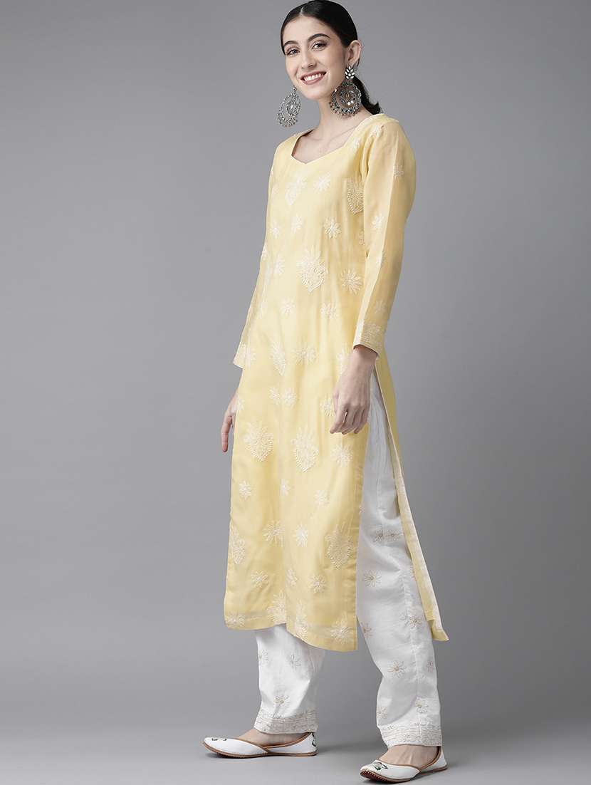 ada hand-embroidered beige chikankari unstitched suit set - 18633680 -  Standard Image - 2