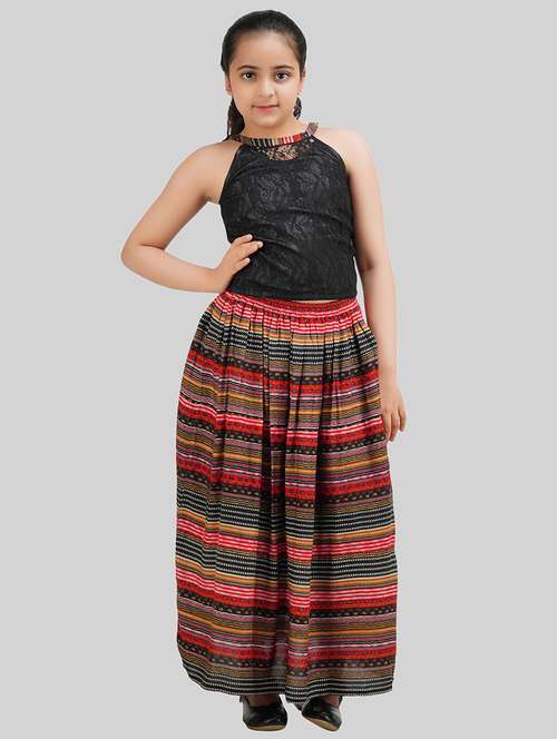 girls halter neck printed skirt top - 18633777 - Standard Image - 0
