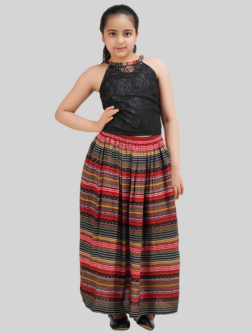 girls halter neck printed skirt top - 18633777 - Zoom Image - 0