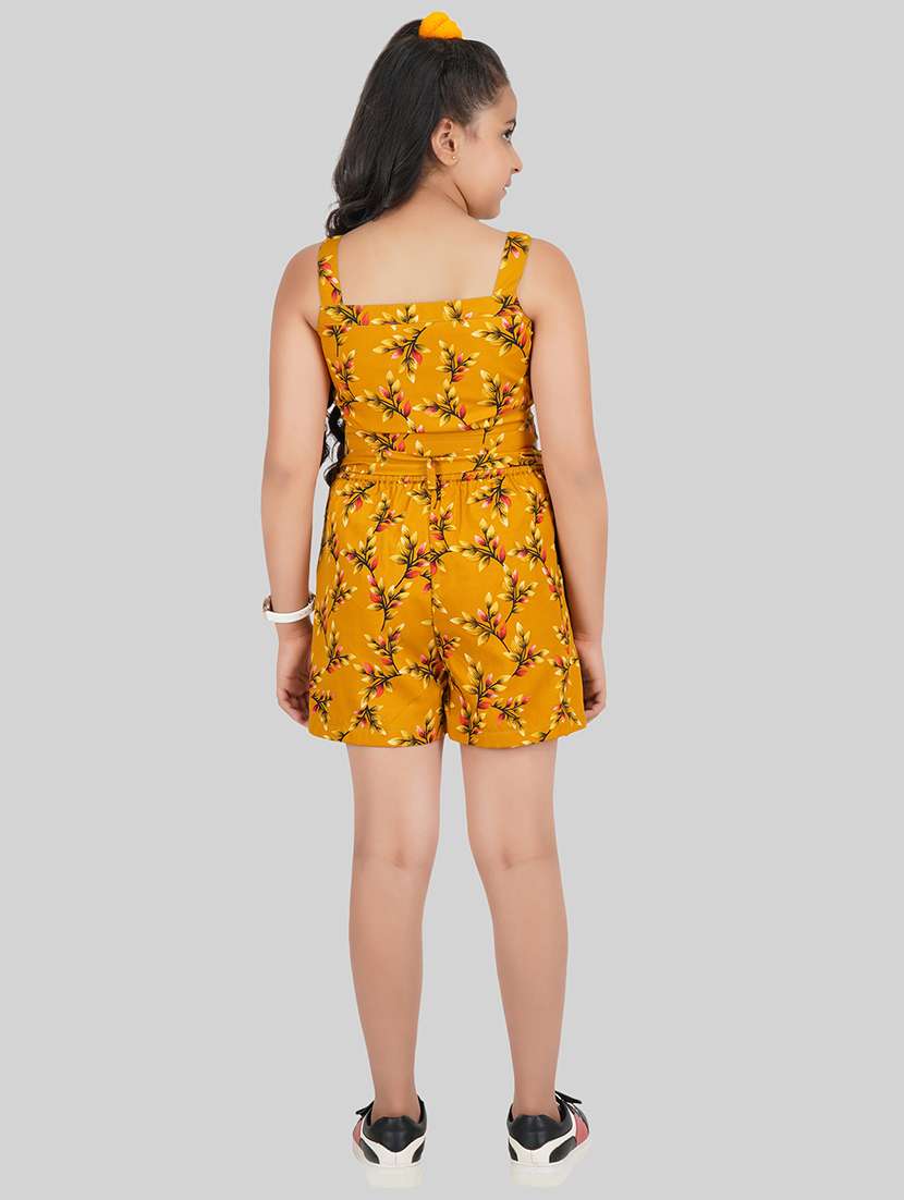 girls square neck printed shorts co-ord set  - 18633790 -  Standard Image - 2