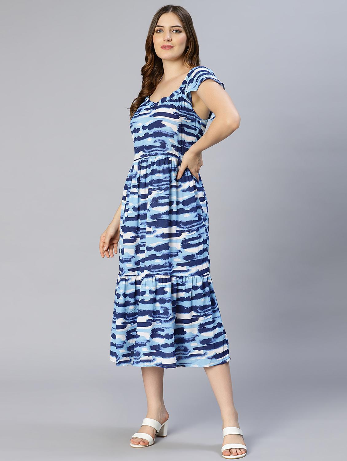 women's tiered dress color block dress - 18633955 - Standard Image - 2
