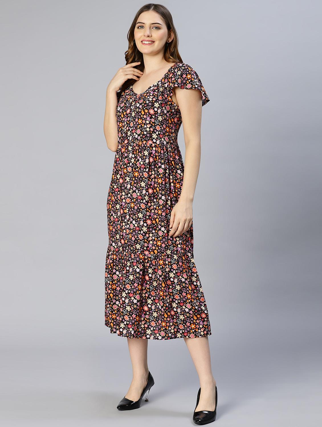 women's fit & flare floral dress - 18633956 - Standard Image - 2