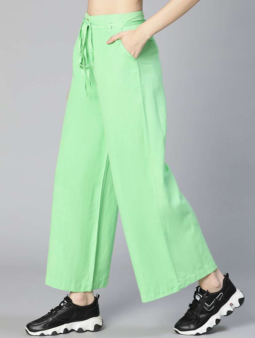 solid green pleated trouser - 18634531 - Standard Image - 2