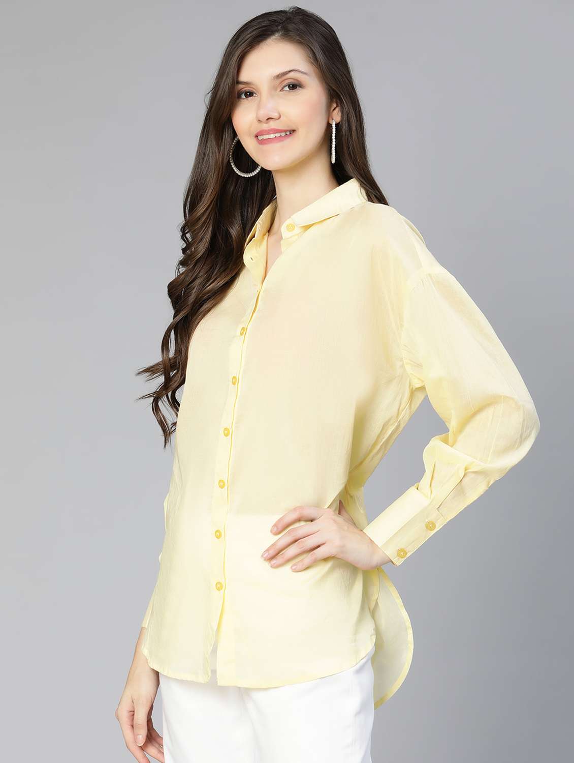 yellow solid regular shirt - 18634642 -  Standard Image - 2