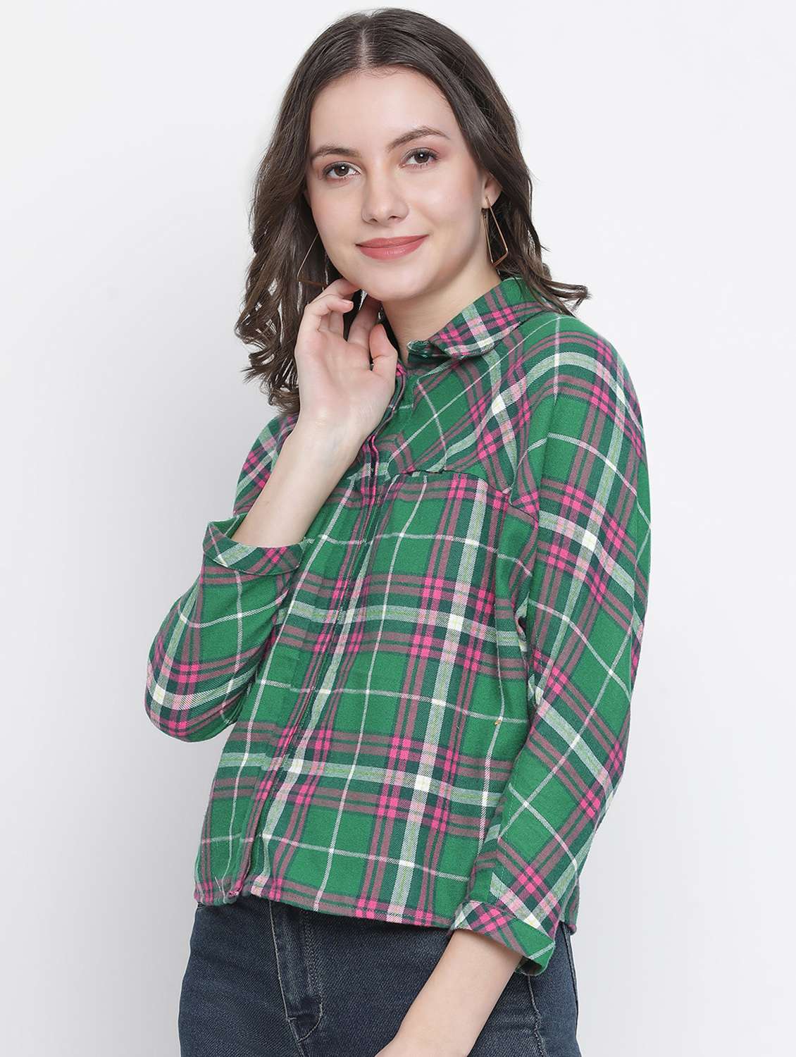 green checkered regular shirt - 18634650 - Standard Image - 2