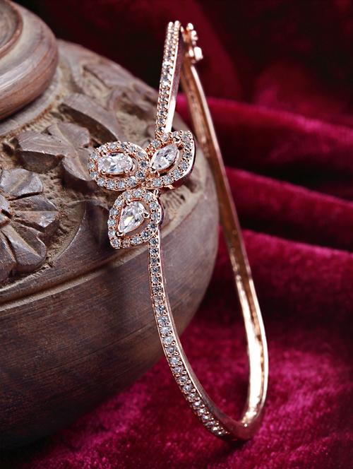 american diamond studded rose gold plated bangle - 18635675 -  Standard Image - 0