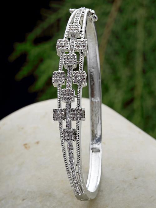 silver tone cz bangle - 18635679 - Standard Image - 0