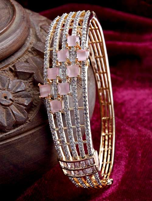 rose gold plated pink cz bangle - 18635686 -  Standard Image - 0