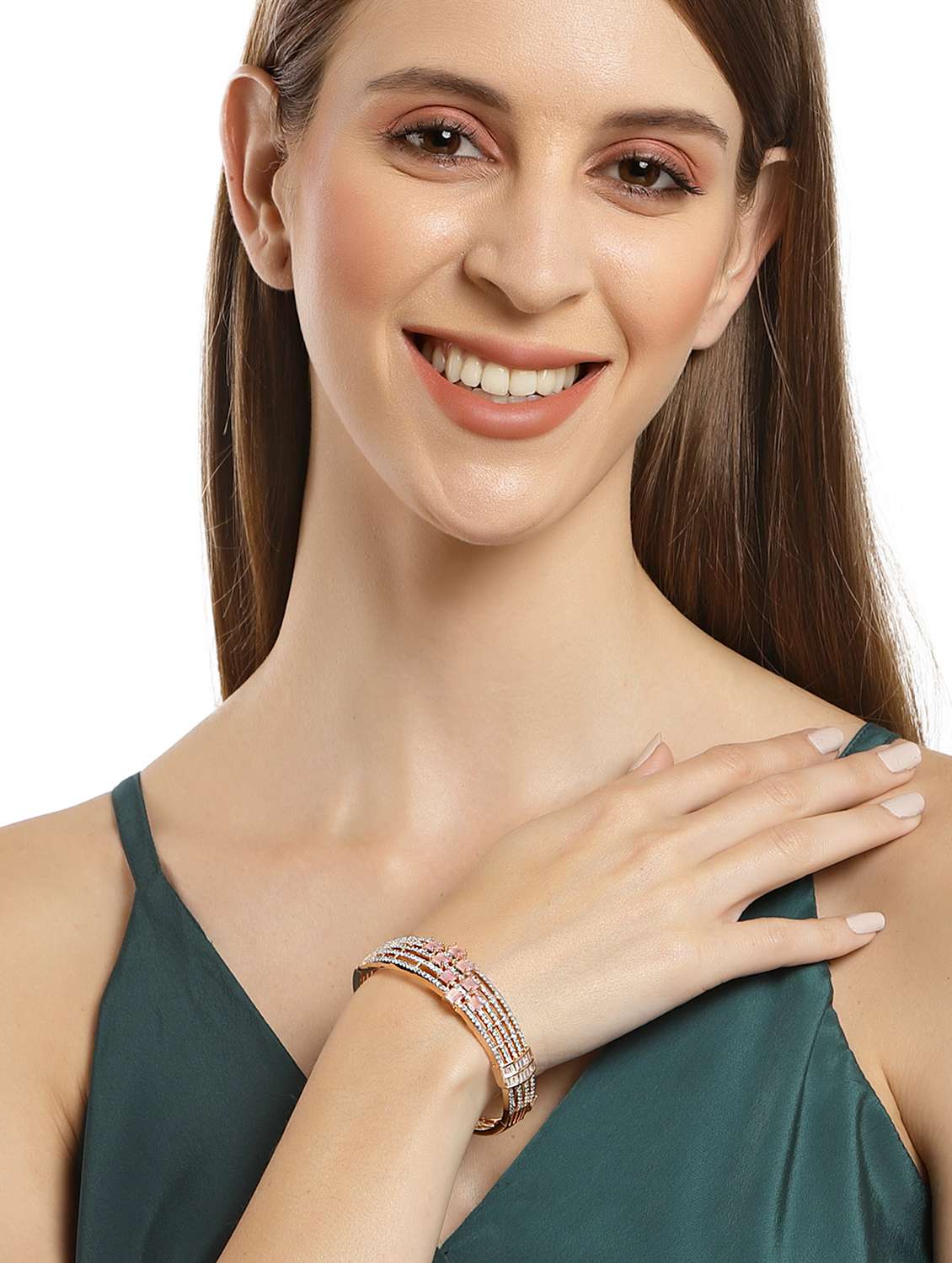 rose gold plated pink cz bangle - 18635686 -  Standard Image - 2