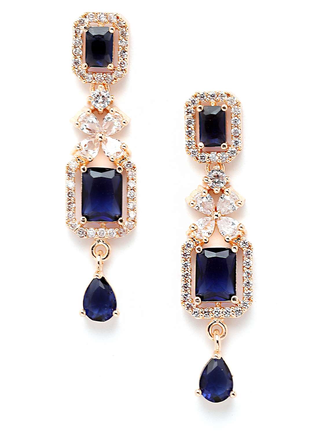 karatcart rose gold plated blue ad necklace set - 18635817 - Standard Image - 2