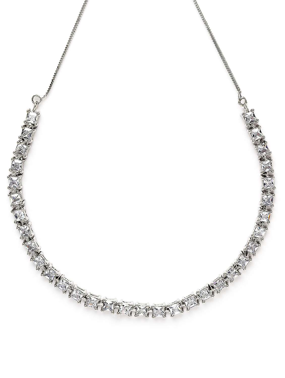 silver tone cubic zirconia studded necklace set - 18635899 - Standard Image - 2